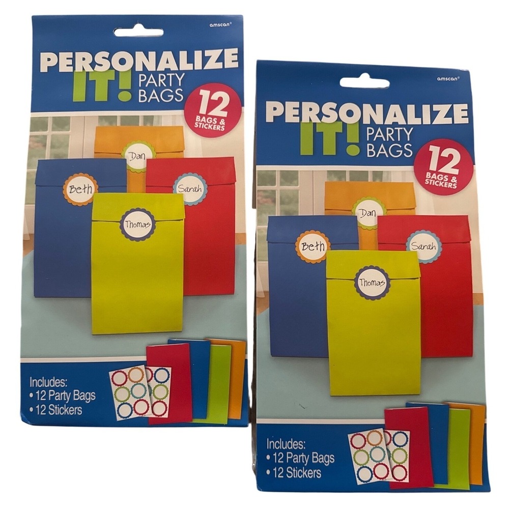 Amscan‎ Personalize It Party Favor Bags 24 Count Multi Color with Stickers